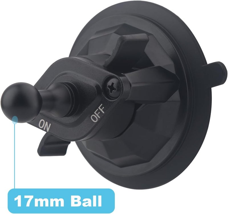 Rigdance Upgraded Car Suction Cup Base with17mm Ball, Compatible with17mm Double Socket Arms | Heavy-Duty 3.4" Suction Base for Windshield | Holds 5.5 lbs – Rosette Bite Locking System - Image 2